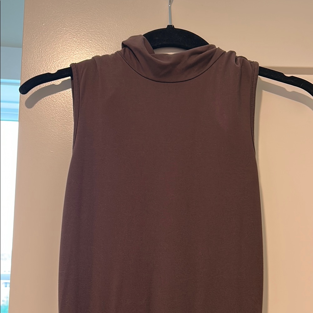 Sleeveless Turtleneck Dress - Mauve Brown